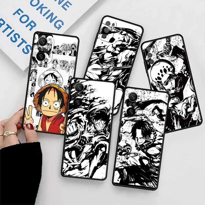 

Comics One Piece Luffy Case For Xiaomi Redmi Note 11 12 10 9 Pro 11S 12S 10S 9S 8 Luxury Black Soft Phone Cover Silicone Funda