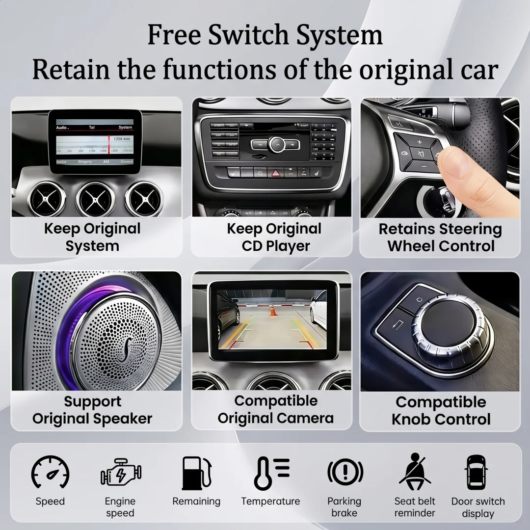 Pantalla táctil multimedia inalámbrica Bonroad 2400*900 con CarPlay y Android Auto para Mercedes Benz Clase A B W176 W246 CLA C117 GLA X156 5