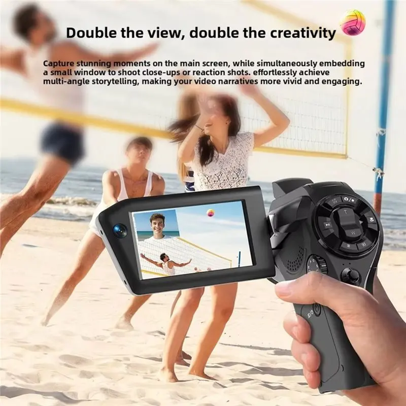 B50B-8K Digital DV Camera, 75MP Video Camcorder With Dual Lens 16X Digital Zoom Rotatable Screen Remote Control For Vlogging 5