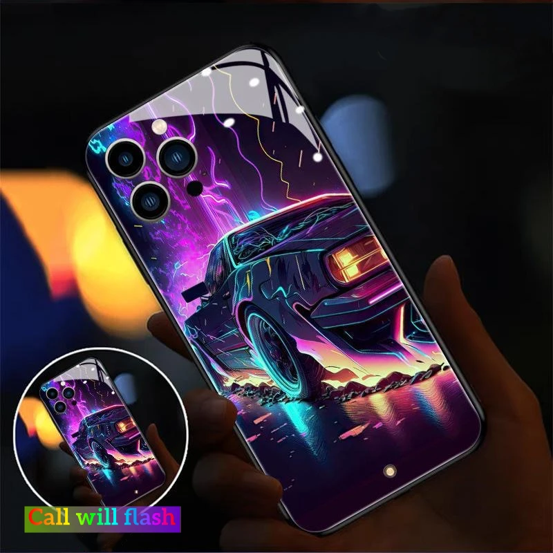 Luminous Geometry LED Phone Case with Voice Control Glow Shell