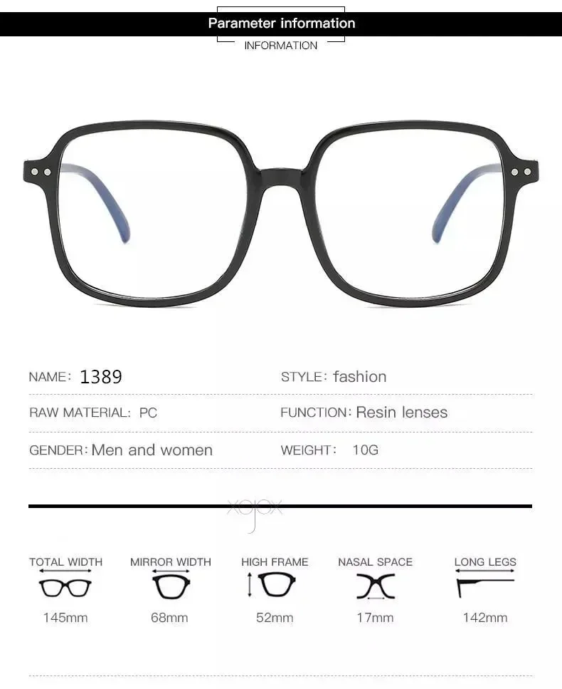 Frauen Myopie Brille Anti-strahlung Klare Brillen Kurzsichtige Brillen Männer 0-100-150-200-250-300-350 – Detail 4