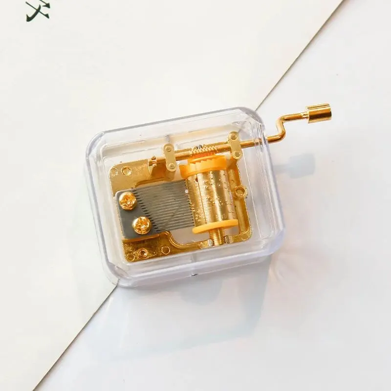 Mini Creative Acrylic Material Transparent Hand Windup Metal Movement Octave Box Music Box Friend Couple Birthday Gift 1pc Music Box