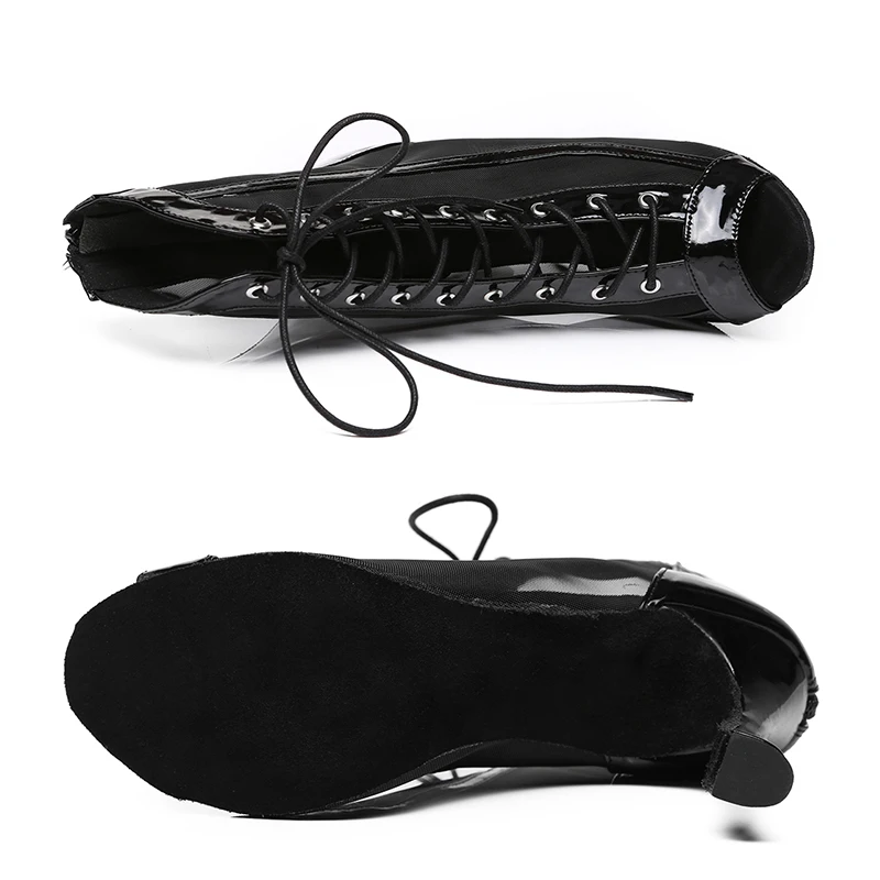 DKZSYIM Woman Dance Shoes Black Girls Ballroom High Top Dance Boots Ladies Custom Heels 5cm-11cm Latin Salsa Tango Dancing Shoes 2