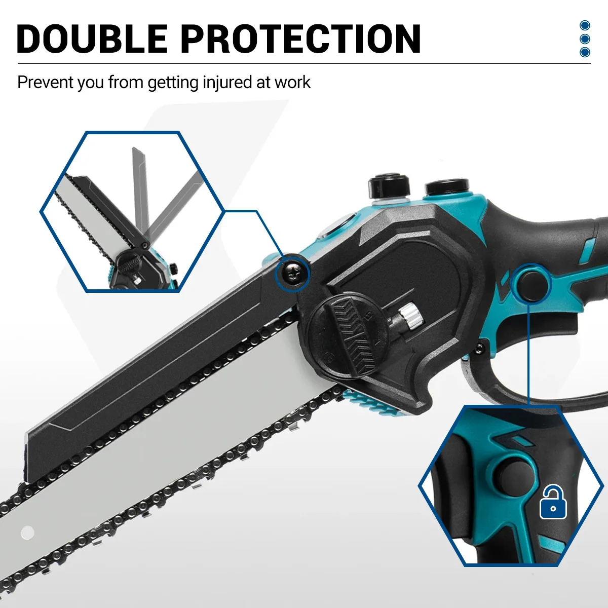 Drillpro 무선 브러시리스 전기톱, 목공 가지 치기 전기톱, 정원 전동 공구, 마키타 18V 배터리, 8 인치
