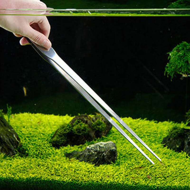 

Super Thick Aquarium Tweezers Stainless Steel Aquatic Plant Tweezer Fish Tank Cleaner Straight Curve Tweezers Clean Tools