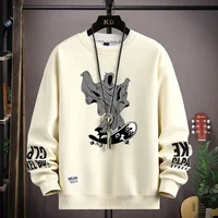 Spring  Autumn Men's Sweatshirt Japan Cartoon Cat Sportswear Long Sleeved O Neck T-shirt  Harajuku High Street Men Clothing 2024 2