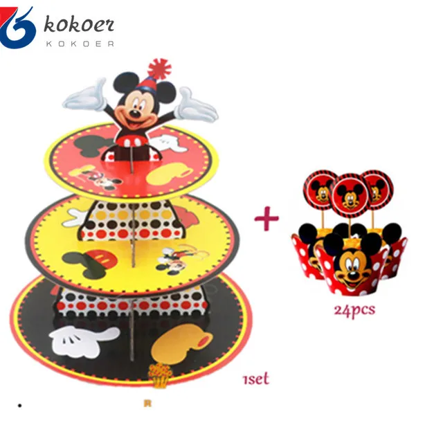 1Set Red Mickey Mouse Theme Disposable Paper Cups Plates Flexible Straws Baby Shower Kid Birthday Napkin Decoration Supplies 