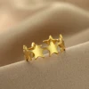 Stainless Steel Open Adjustable Star Rings Women Bohemia Jewelry Stackable Ring Bague 5