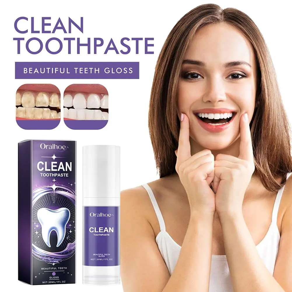 

30ml Clean Toothpaste Purple Mousse Effectively Freshen Breath Teeth Stains Care Hygiene Removal Oral Smoke Clean J2Y8