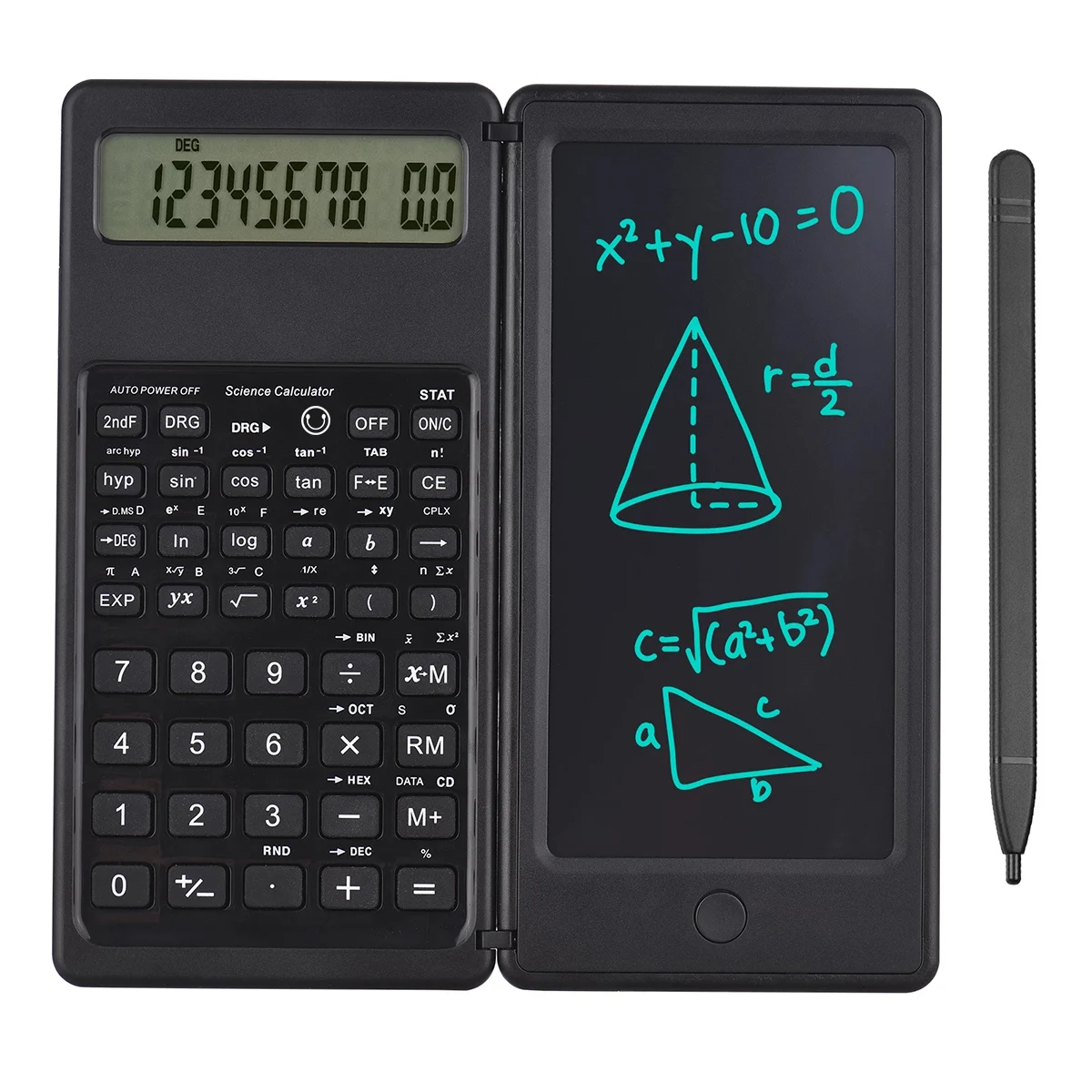 6.5인치 휴대용 계산기 LCD 패널 접이식 과학 계산기 태블릿 디지털 그래픽 보드 필기 펜 포함