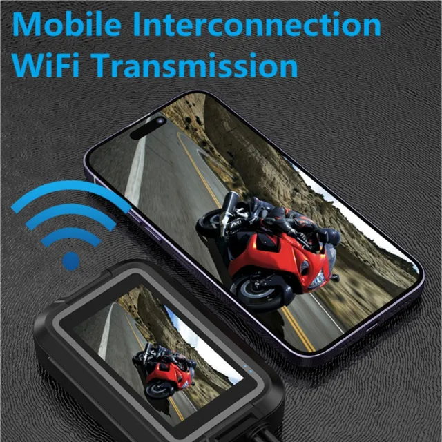와이파이 GPS 오토바이 대시캠 듀얼 AHD 1080P 대시 캠은 오토바이 작동과 안전을 위한 모토 카메라로 사용되며, 전면 및 후면 블랙박스 기능과 함께 비디오 녹화를 수행합니다.