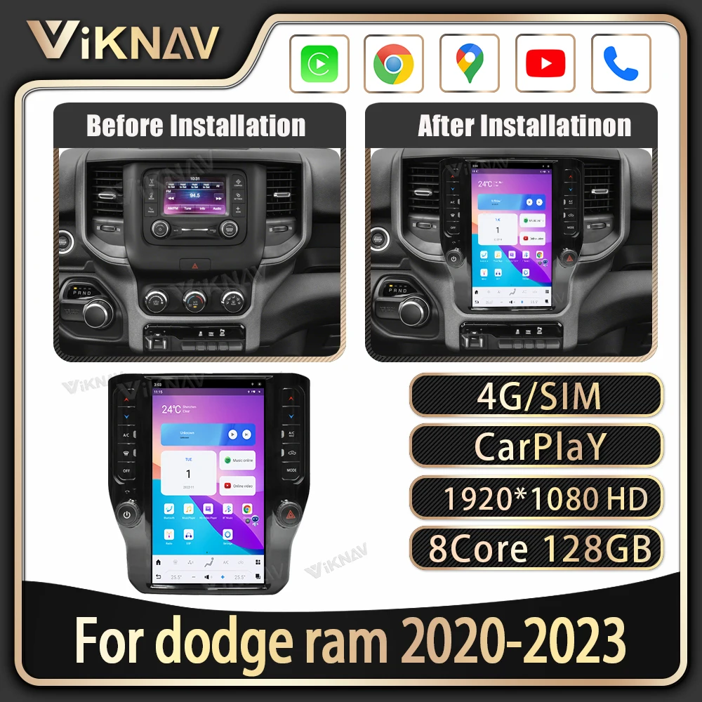 

8 core GPS Navigation For dodge ram 2020-2022 Touch Screen wireless Carplay Car Radio Multimedia Stereo Video Player Head Unit