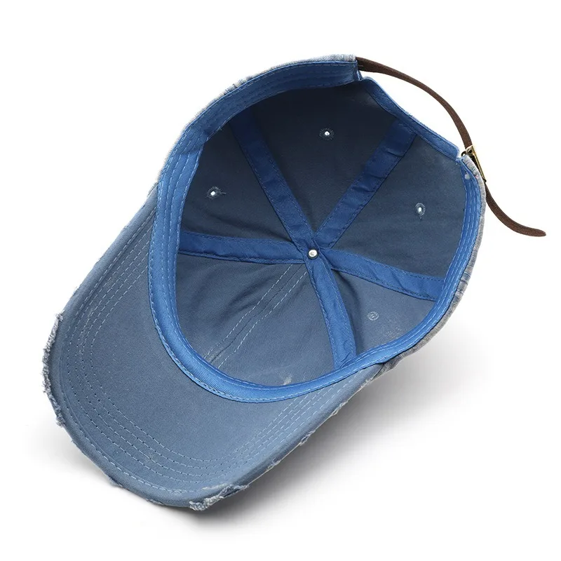 D&T 2024 New Fashion Baseball Cap Men Women Cotton Material Adjustable Retro Distressed Holes Vintage Sun Protection Casual Cap 4