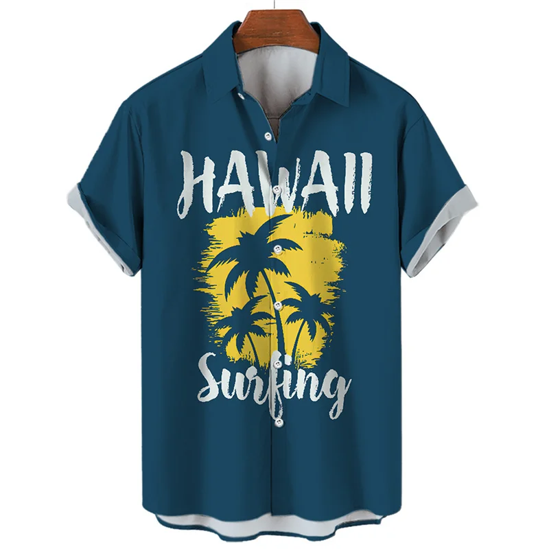 Men's Oversized Hawaiian Short Sleeve Shirt Luxury Tropical Tiki Plain Beach Fashion Style Harajuku Gengar High Quality Clothing