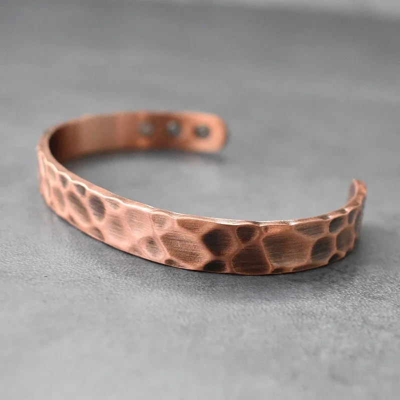 Pure Copper Irregular Surface Magnetic Bracelet Arthritis Therapy Energy Bangle Jewelry Pain Relief Bio Magnetic Bangles Men bangle bracelet magnetic bracelet