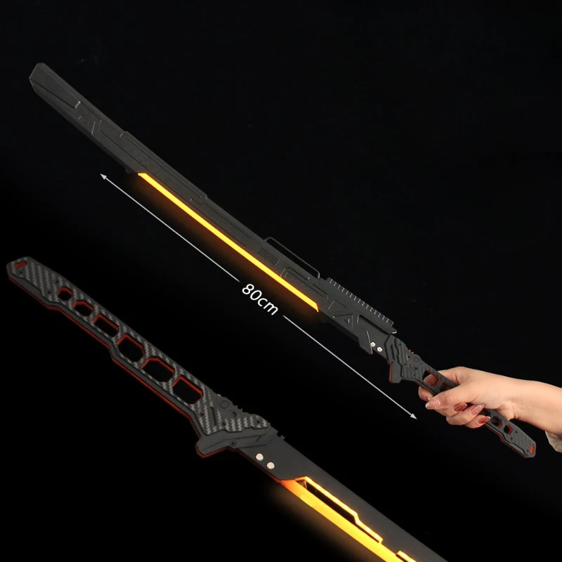 80cm Cyber 2077 Thermal Samurai Blade Model Hair Light Sword Cosplay Prop Function Wind Belt Sheath Blade Acrylic Birthday Gifts cosplay sword,cosplay prop,cosplay toy