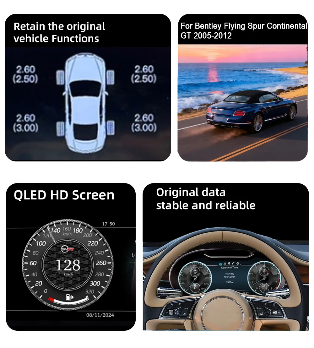 Digital Instrument Cluster For Bentley Flying Spur Continental GT 2012-2017 CarP