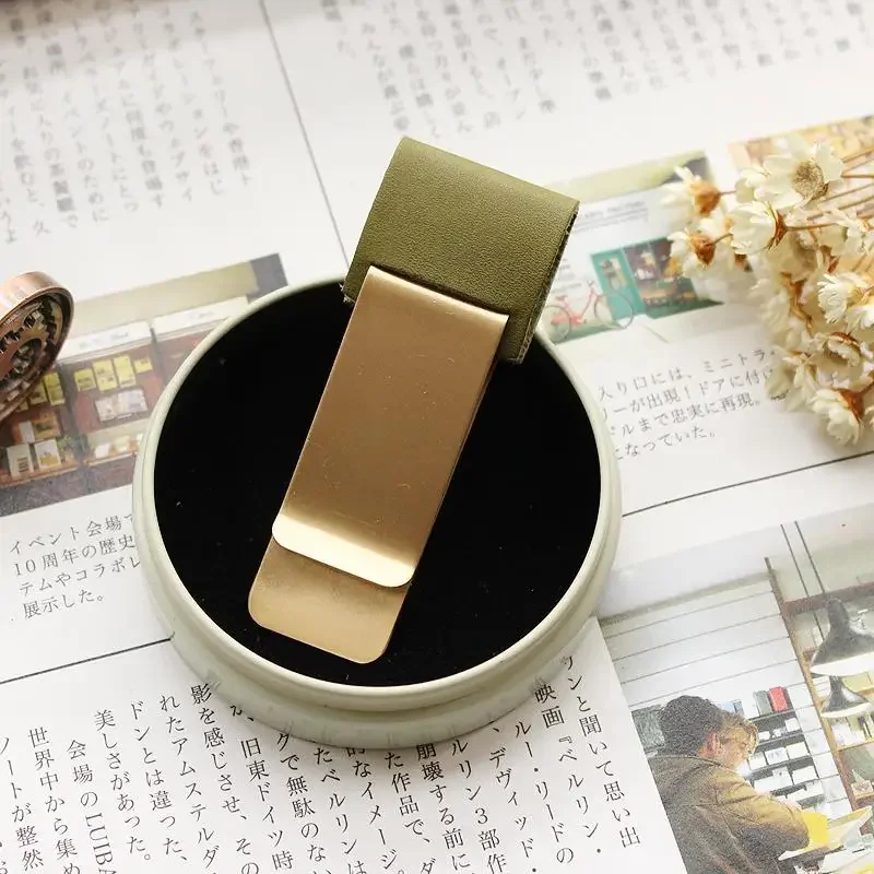 Fromthenon Vintage Pen Holder Clip For Travelers Notebook Mini Retro Notebook Diary Olive Green Leather Planner 3