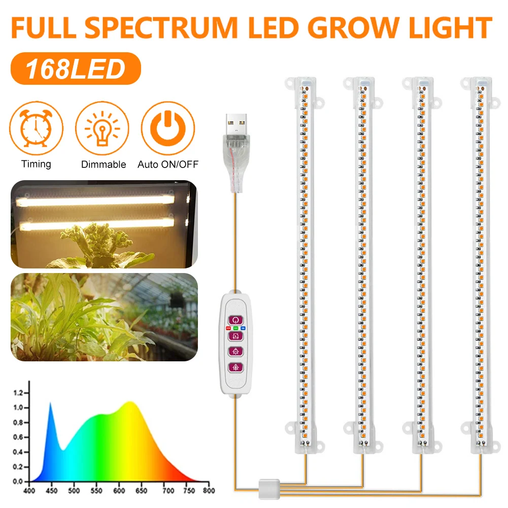 Usb Plants Grow Lamp Indoor Full Spectrum Led Grow Light Con Timer 5 Modalità Lampada Supplementare Regolabile Per Fiori Succulenti