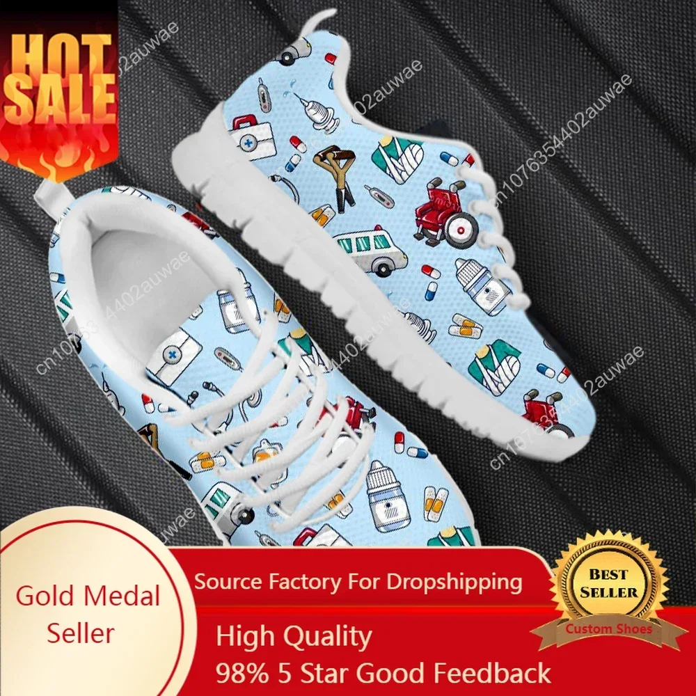 Scarpe basse da infermiera primaverile scarpe ginnastica da donna stampate infermiere di cartoni animati carini scarpe