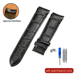 Premium Genuine Leather Watch Strap with Butterfly Clasp - Elegant Style in Multiple Widths - 22mm (Black-no Buckle)