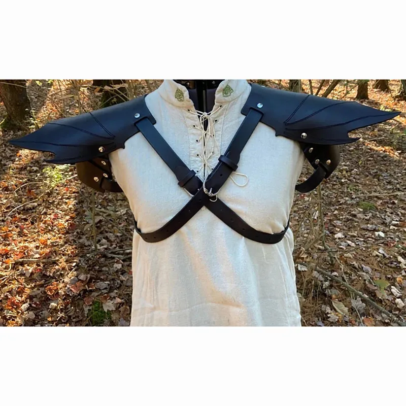 Medievale Dragon Vampire Bats Wing Gothic Shoulder Guards Armor Viking Pirate Knight Costume Cosplay Pu Leather Harness Pauldron