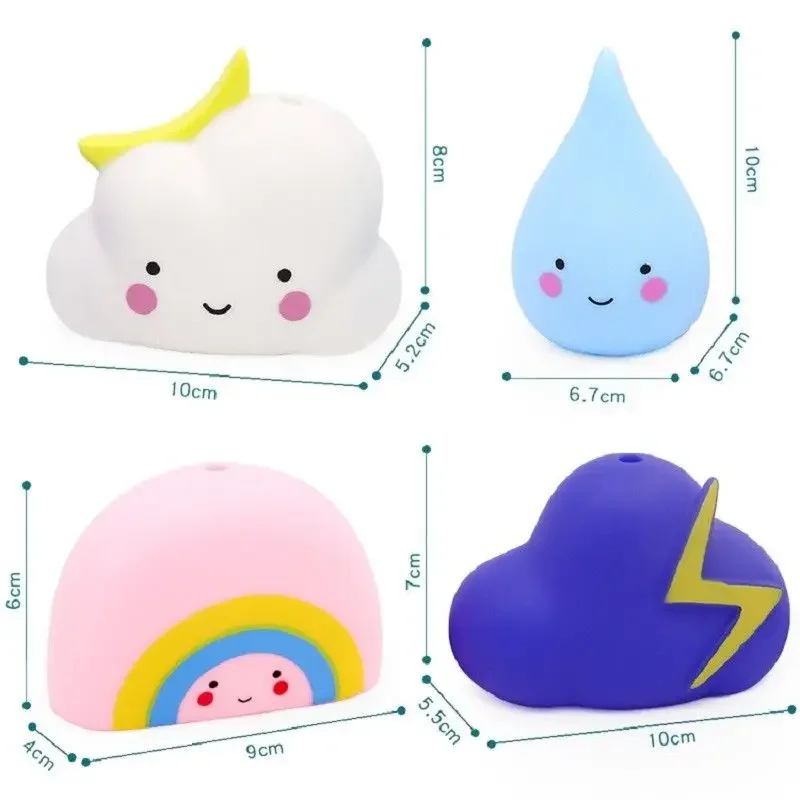 Creative Bath Weather Toy Soft Glue Bathroom Clouds Raindrop Rainbow Thunderstorm Shower Floating Play Water Educational Toy 5