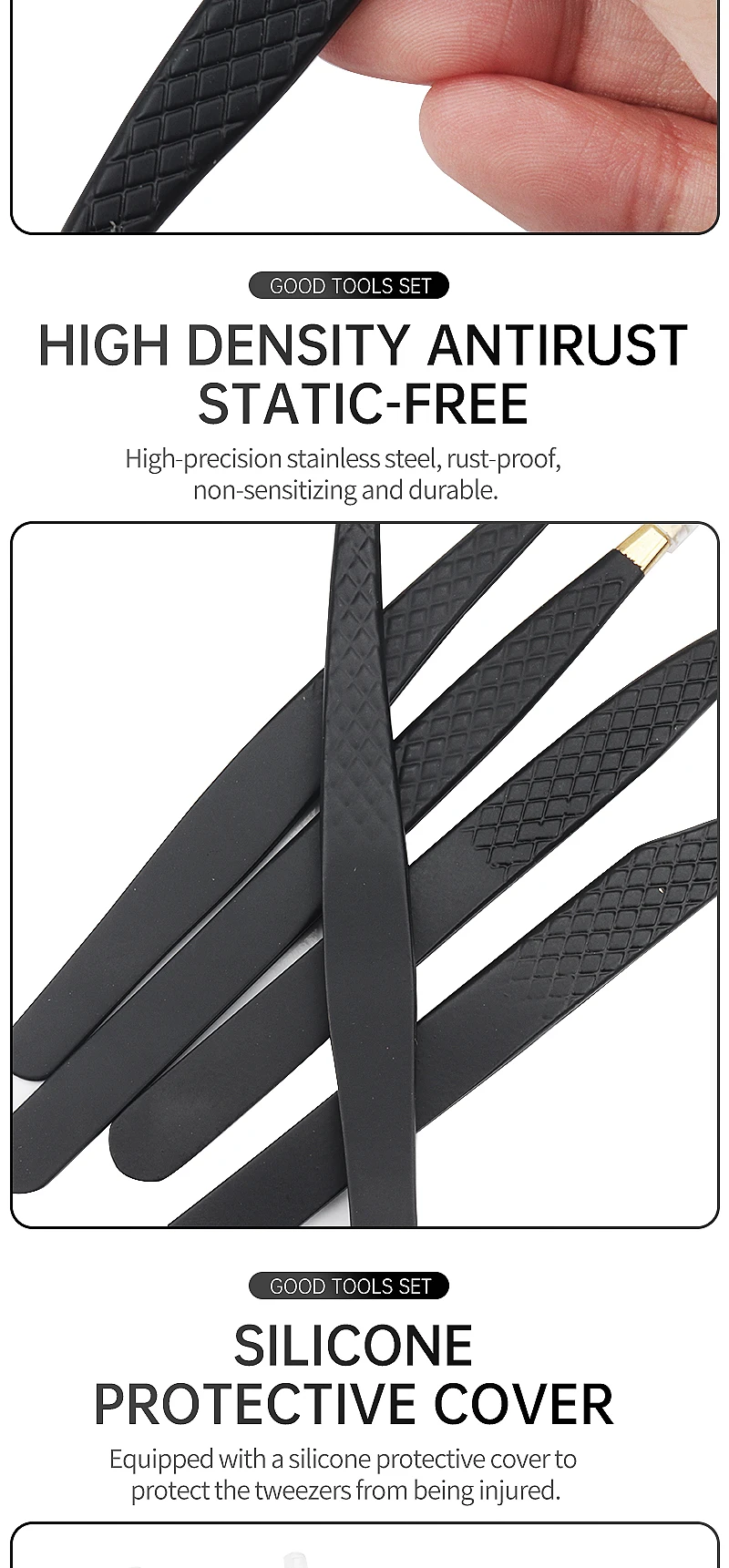 1 stücke Schwarz gold Edelstahl Wimpern pinzette 3d Volumen Augenbrauen clip hochpräzise Wimpern verlängerung pinzette Make-up-Tool – Detail 4