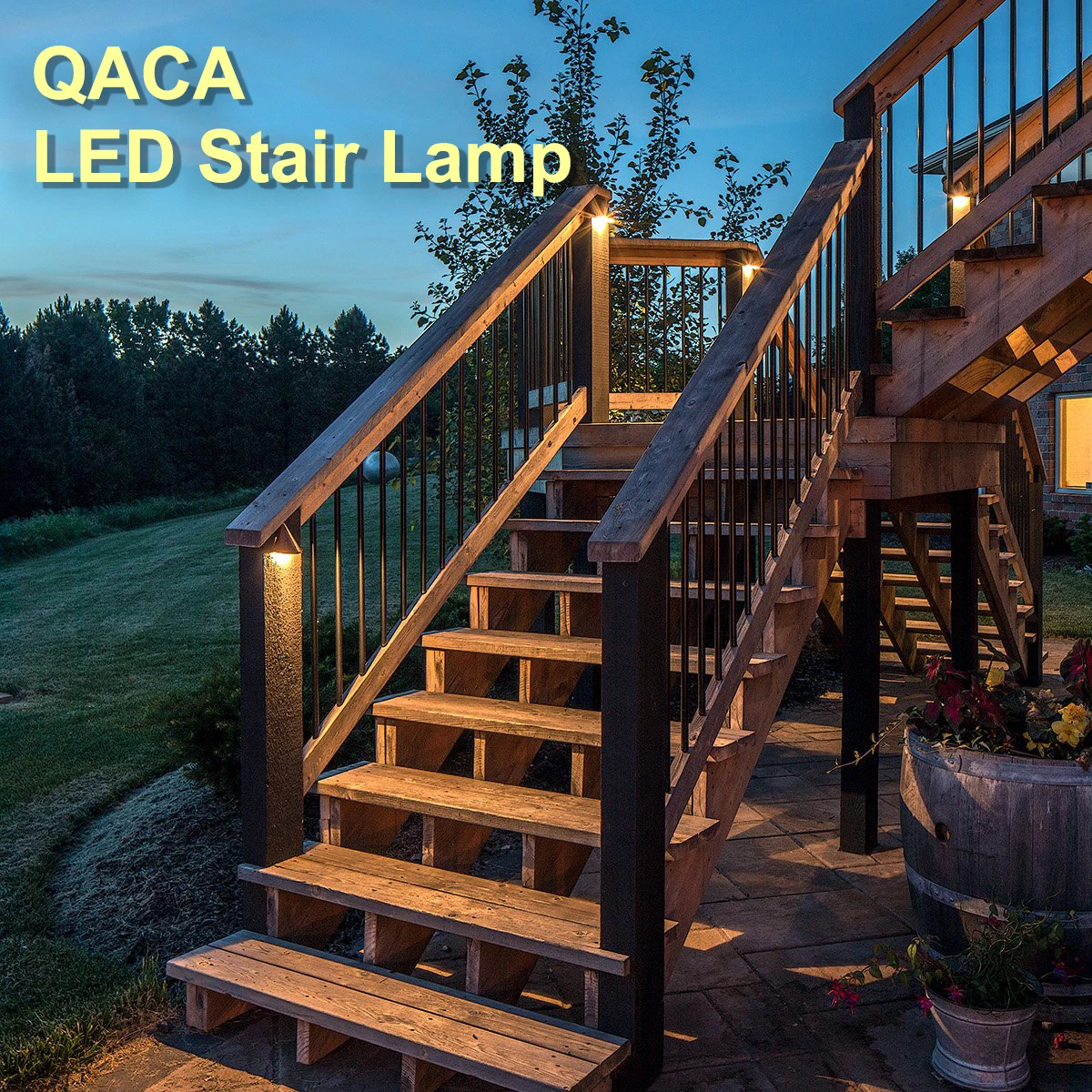 QACA Indoor Outdoor IP65 Staircase Multi Color RGB LED Deck Light 90 Degree Beam Angle Led Step Lamp Footlight Lighting Stairs