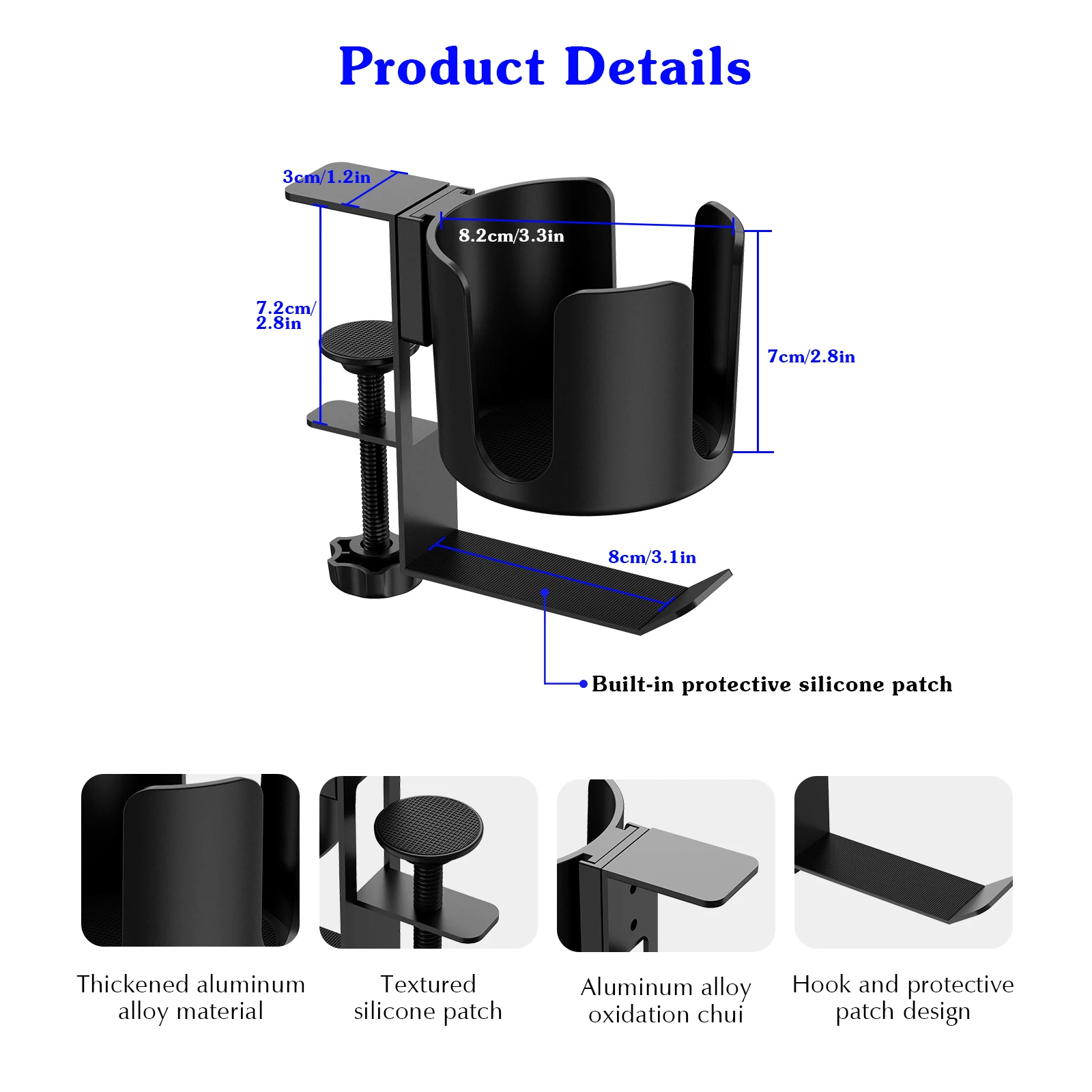 Table Side Extension Stand 2-in-1 Earphone Holder Water Cup Storage Box Adjustable Clip for Sony AirPods Pro Max Headphone Mount