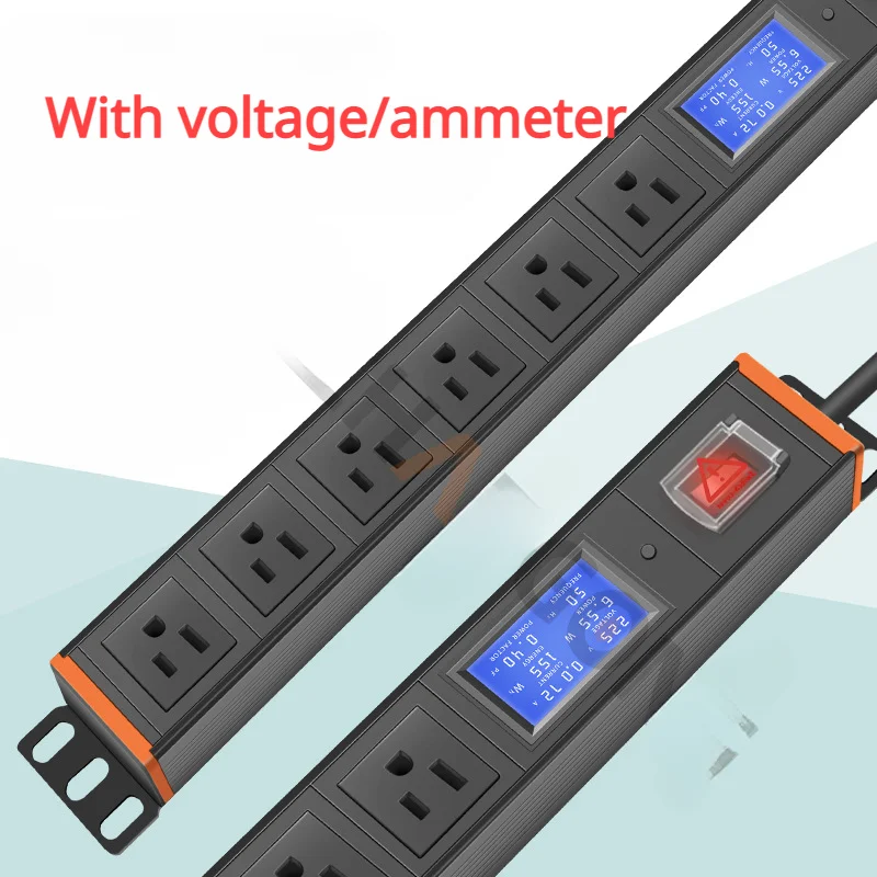 

US PDU Power Strip Sockets Overload Switch 6 Outlets Cabinet Socket Aluminum Alloy Network Cabinet Power General LED Socket Plug