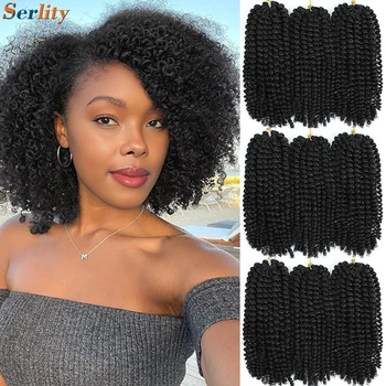 Kinky Curl Crochet Hair 8 12 Inch Marlybob Jerry Curl Natural Synthetic Afro Curly Short Passion Twist Marlybob Crochet Braids 1