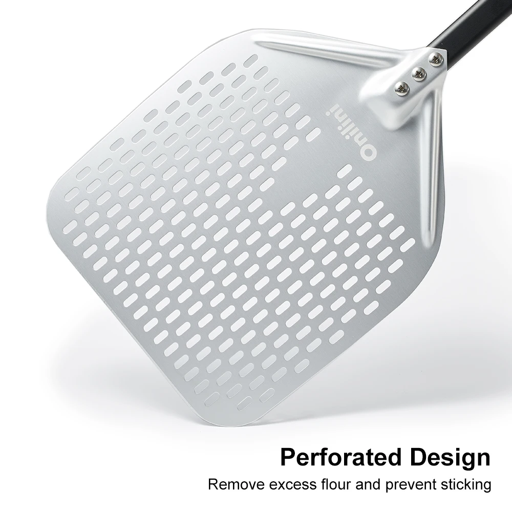14/13/12 inch Anodized Pizza Peel Perforated Pizza Shovel Retangular Paddle Multiple Color Handle Peel Onilini