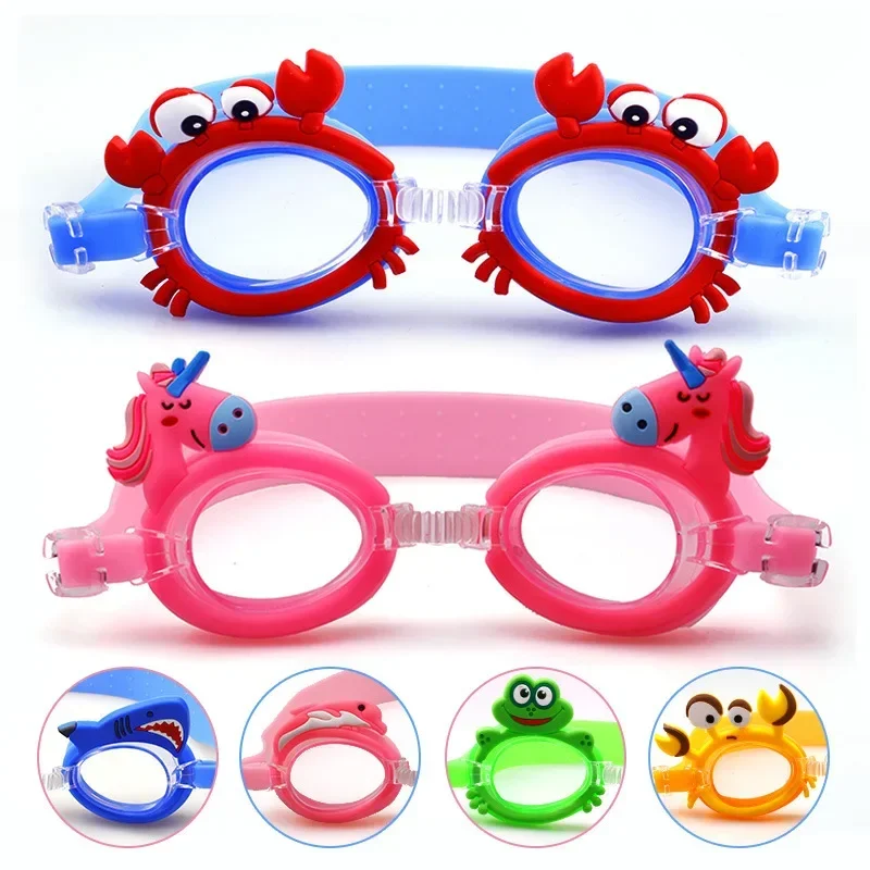 Swimming Goggles Cute Cartoon Children Waterproof Elastic Adjustable Soft Silicone Bandage Girls Swimming Pool Equipment