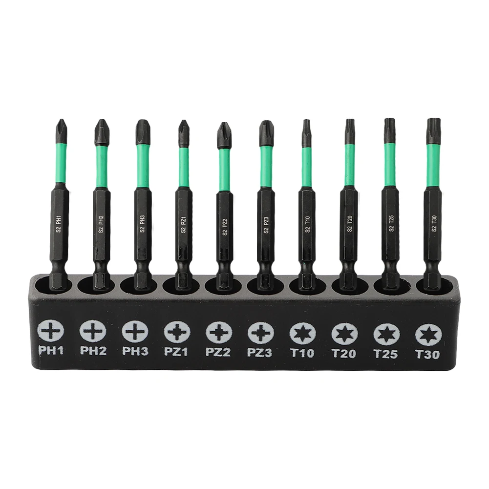 

10pcs Non-slip Cross Screwdriver Batch Head PH1 PH2 PH3 PZ1 PZ2 PZ3 T10 T20 T25 T30 Hardness Impact Drill Bit Power Tool