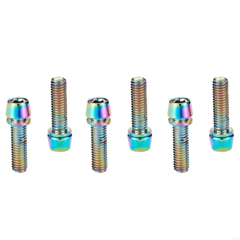 27RD 6pcs MTB Road Bike Stem Screws Handlebar for Titanium Plated Bolts with Washer Cycling Accessories