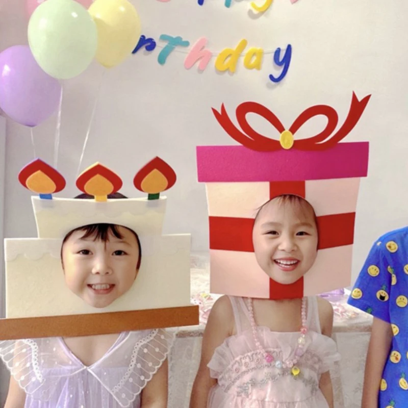 재미있는 생일 파티 용품, 인스 펠트 생일 모자, 밧줄이 달린 창의적인 파티 모자, 어린이 파티 모자, 파티 사진 소품