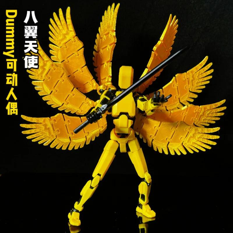행운의 13 피규어 장난감 더미 3D 프린트 8 날개 천사 이동식 모양 변경 로봇 액션 모델, DIY 마네킹, 감압 소년 선물