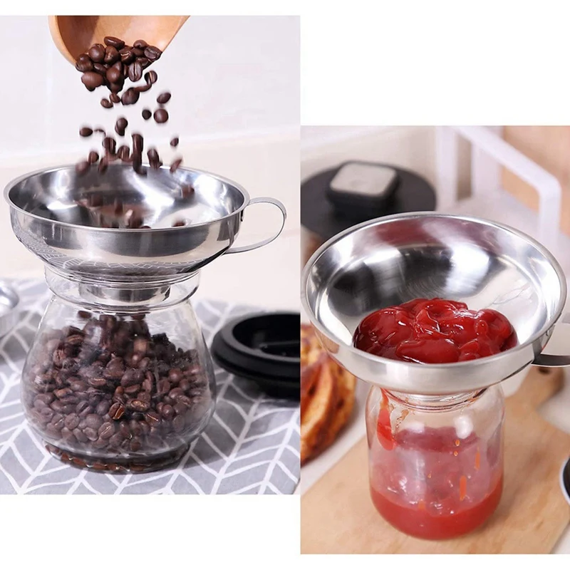 Funnel Stainless Steel Set, Kitchen Jam Funnel, Filling Funnel Preserving with Preserving Jars Lifters and Filter