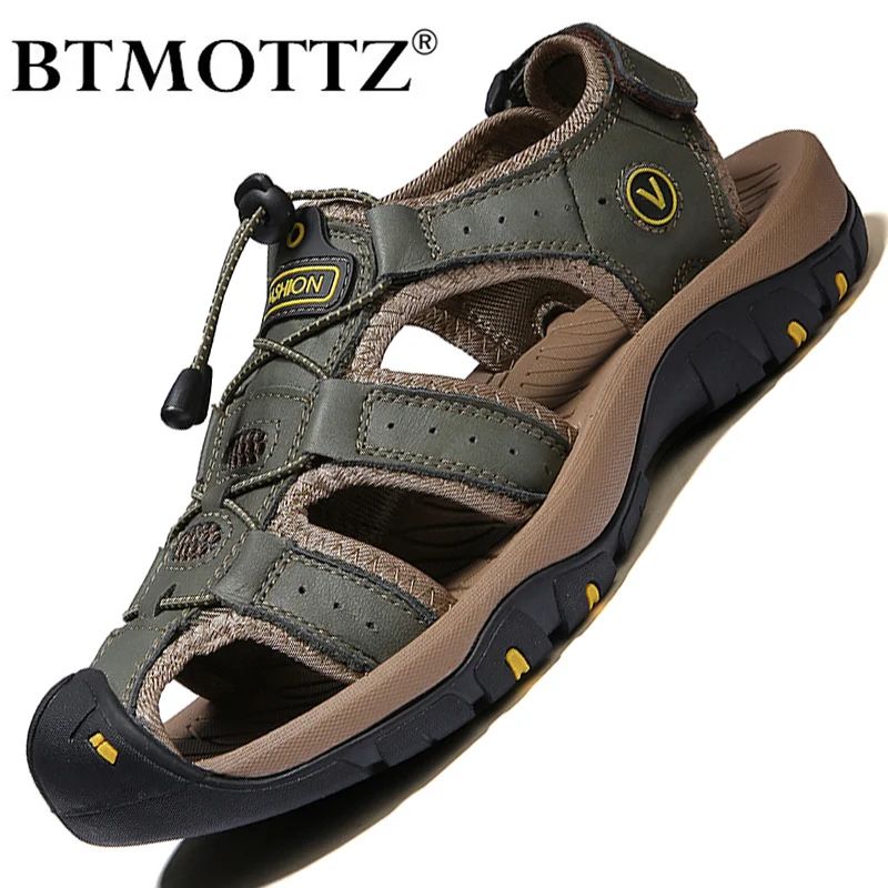 GenuineLeatherMenCasualSandalsBreathableSummerDesignerSandals