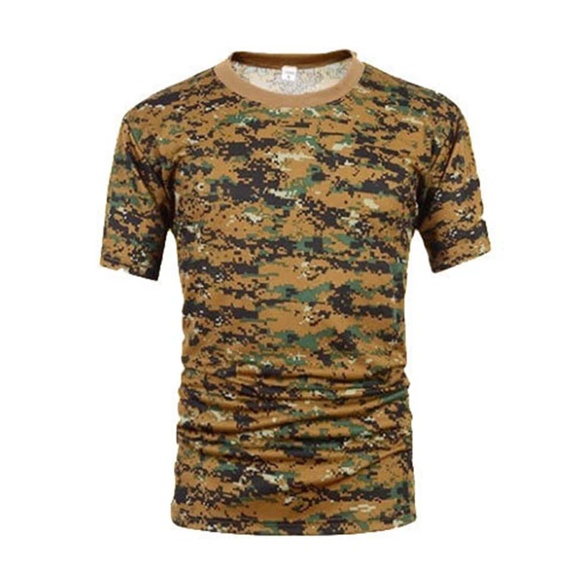 Outdoor Sports Men T-Shirts Camouflage Quick Dry O Neck Short Sleeve Tops Shirt Military Army Camo Hiking Hunting T Shirt SMCL