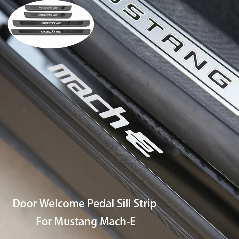 

Door Welcome Pedal Sill Strip for Mustang Mach-E 4Pcs Protective Sticker Modification New Energy Vehicle Parts Accessories 2022