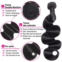 12A Tissage Cheveux Humains Avec Fermeture 3/4 Tissages avec 2x6 Fermeture à Lacets Cheveux Vierges Extensions Cheveux Bruts Tissage Bouclé Longueur Réelle Tissage Livraison 3 Jours 3