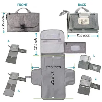 Fasciatoio portatile per borsa per pannolini per bambini e stazione di cambio da viaggio Fasciatoio pieghevole per pannolini per neonati
