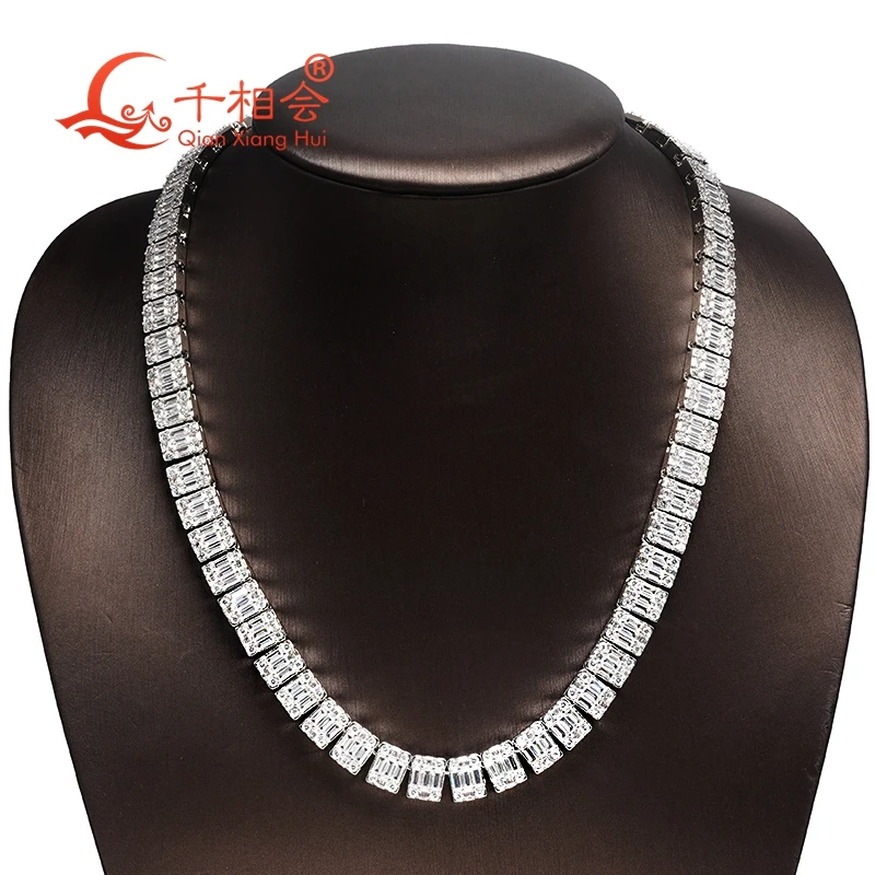 Bracelet 10mm width emerald Silver 925  Cuban Link Iced Out Hip Hop D VVS Moissanite Link Chain Jewelry  for Women Men Gifts