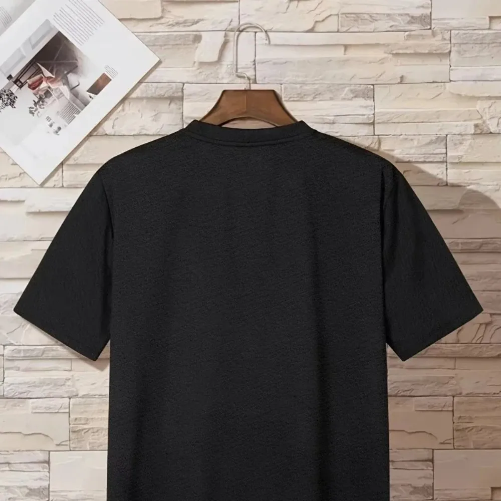 Men oversized fashion loose American vintage letter print short sleeve round neck versatile trend couple outfit