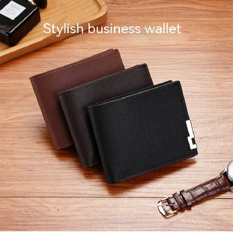 

Casual Men's Short Wallet Leather Metal Edge Business Man Slim Multi Card Holder Purse Trendy Men Youth Money Clip Cartera