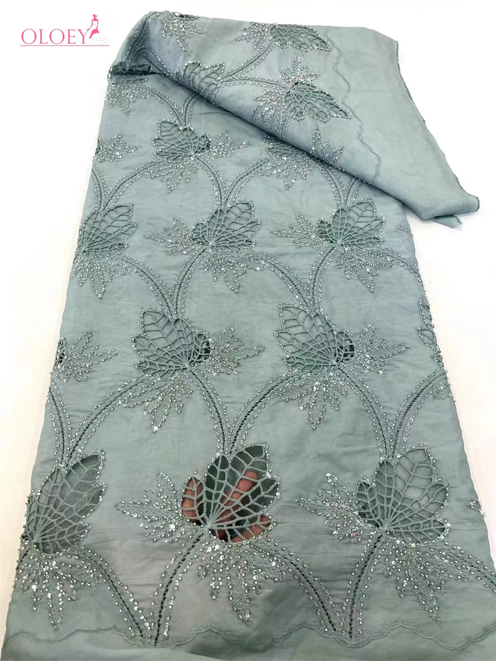Environmentally Friendly colors Fashion French Mesh Embroidery Sequin Fabric African Nigerian Lace Fabric For Wedding Dress lace fabric