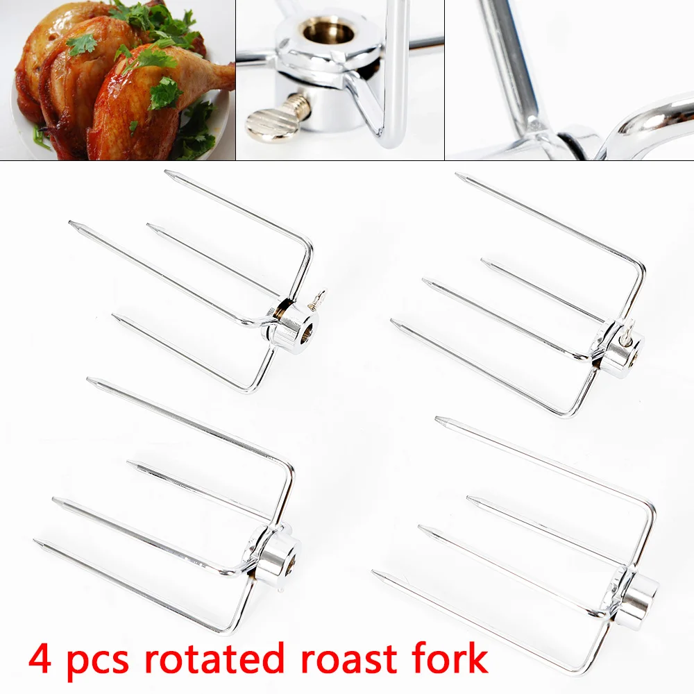 Forchette Per Girarrosto Da BBQ In Cromo - 2 Pezzi Per Arrosti E Spiedini