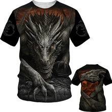 

2022 Men's Clothing T-shirts Dragon Pattern Stitching 3D Printing Short-Sleeved T-shirt Shorts Sportswear Chandals Short For Men